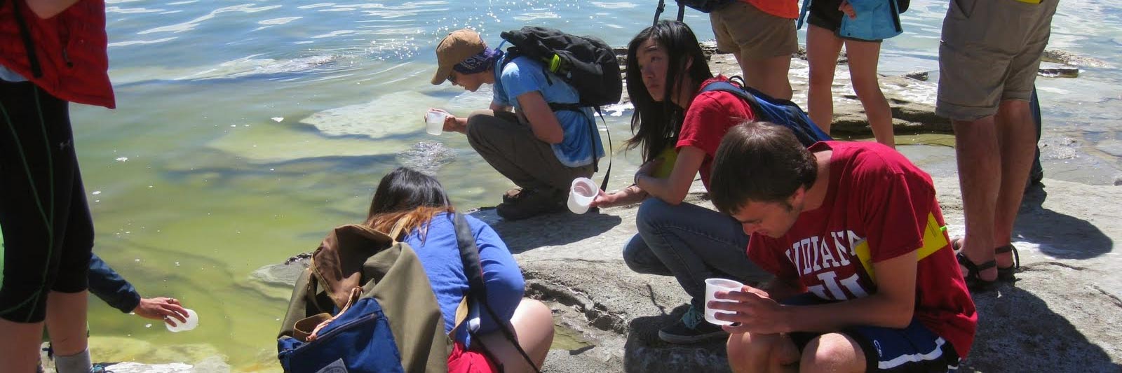 Students collecting water samples in Sierra Nevada
